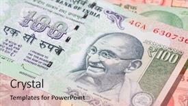  Presentation with banknotes - Colorful presentation theme enhanced with collection of the indian banknotes backdrop and a lemonade colored foreground