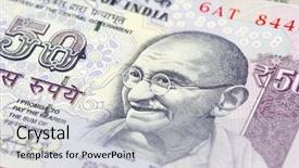  Presentation with indian - Amazing PPT theme having collection of the indian banknotes backdrop and a light gray colored foreground