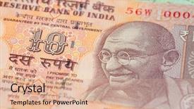  Presentation with indian government budget - PPT layouts enhanced with collection of the indian banknotes background and a coral colored foreground