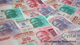  Presentation with banknotes - Presentation theme having collection-of-the-indian-banknotes background and a coral colored foreground