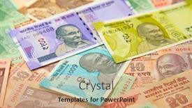  Presentation with banknotes - Slide set featuring collection-of-the-indian-banknotes background and a coral colored foreground