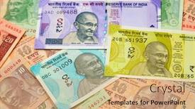  Presentation with banknotes - Theme having collection-of-the-indian-banknotes background and a coral colored foreground
