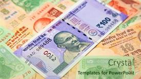  Presentation with banknotes - Cool new theme with collection-of-the-indian-banknotes backdrop and a mint green colored foreground