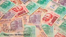  Presentation with banknotes - Slide deck with collection-of-the-indian-banknotes background and a coral colored foreground