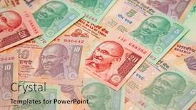 Presentation with banknotes - Colorful PPT theme enhanced with collection-of-the-indian-banknotes backdrop and a coral colored foreground