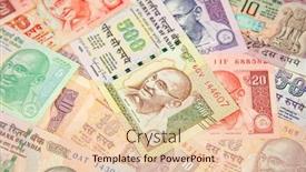  Presentation with banknotes - Presentation design with collection-of-the-indian-banknotes background and a  colored foreground