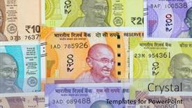  Presentation with banknotes - PPT theme with collection-of-the-indian-banknotes background and a light blue colored foreground