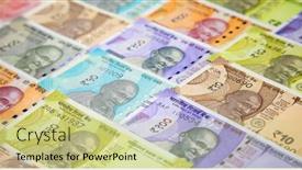  Presentation with banknotes - Presentation design featuring collection-of-the-indian-banknotes background and a soft green colored foreground