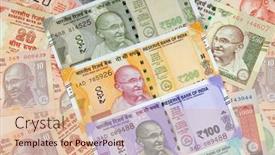  Presentation with banknotes - Slide set enhanced with collection-of-the-indian-banknotes background and a  colored foreground