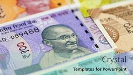  Presentation with banknotes - Slides consisting of collection-of-the-indian-banknotes background and a  colored foreground
