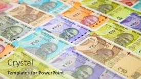  Presentation with banknotes - Presentation design enhanced with collection-of-the-indian-banknotes background and a soft green colored foreground