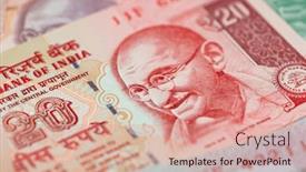  Presentation with banknotes - Presentation theme enhanced with collection-of-the-indian-banknotes background and a coral colored foreground