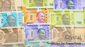  Presentation with banknotes - PPT theme with collection-of-the-indian-banknotes background and a soft green colored foreground