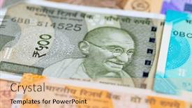  Presentation with banknotes - Slide set featuring collection-of-the-indian-banknotes background and a coral colored foreground