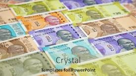  Presentation with indian - PPT layouts having collection-of-the-indian-banknotes background and a yellow colored foreground