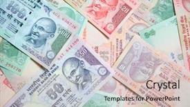  Presentation with indian - Amazing presentation theme having collection of the indian banknotes backdrop and a soft green colored foreground