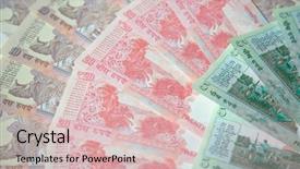  Presentation with banknotes - Beautiful slide set featuring collection of the indian banknotes backdrop and a  colored foreground