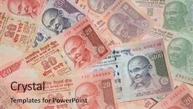 Presentation with indian government budget - Presentation design enhanced with collection of the indian banknotes background and a  colored foreground