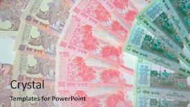  Presentation with indian - Presentation theme with collection of the indian banknotes background and a lemonade colored foreground