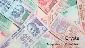  Presentation with indian anchesters - Presentation design having collection of the indian banknotes background and a  colored foreground