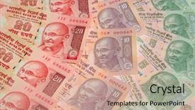  Presentation with banknotes - Presentation with collection of the indian banknotes background and a  colored foreground