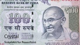  Presentation with banknotes - Amazing presentation design having collection of the indian banknotes backdrop and a light gray colored foreground