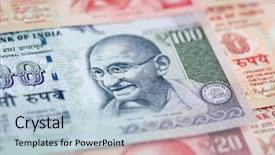  Presentation with banknotes - Beautiful slides featuring collection of the indian banknotes backdrop and a  colored foreground