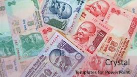  Presentation with indian - Amazing slide deck having collection of the indian banknotes backdrop and a coral colored foreground