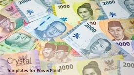  Presentation with banknotes - PPT theme featuring collection-of-the-indonesian-banknotes background and a lemonade colored foreground