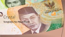  Presentation with banknotes - Presentation design having collection-of-the-indonesian-banknotes background and a coral colored foreground