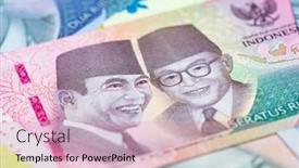  Presentation with banknotes - Slide set consisting of collection-of-the-indonesian-banknotes background and a  colored foreground