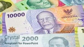  Presentation with banknotes - Presentation theme enhanced with collection-of-the-indonesian-banknotes background and a sky blue colored foreground