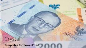  Presentation with banknotes - Slides having collection-of-the-indonesian-banknotes background and a light blue colored foreground