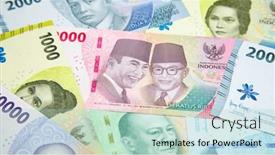  Presentation with banknotes - Presentation theme with collection-of-the-indonesian-banknotes background and a mint green colored foreground