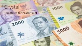  Presentation with banknotes - Presentation theme consisting of collection-of-the-indonesian-banknotes background and a  colored foreground