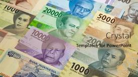 Presentation with banknotes - Amazing PPT layouts having collection-of-the-indonesian-rupiah backdrop and a coral colored foreground