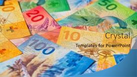  Presentation with banknotes - Slides enhanced with collection of the new swiss banknotes issued in 2017-2019 background and a yellow colored foreground