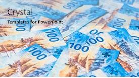  Presentation with banknotes - PPT layouts having collection-of-the-new-swiss background and a light blue colored foreground