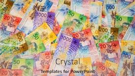  Presentation with banknotes - Colorful slide set enhanced with collection-of-the-new-swiss backdrop and a coral colored foreground