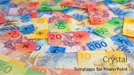  Presentation with banknotes - Presentation featuring collection-of-the-new-swiss background and a blonde colored foreground