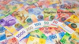  Presentation with banknotes - Presentation theme consisting of collection-of-the-new-swiss background and a coral colored foreground