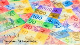  Presentation with banknotes - Presentation design with collection-of-the-new-swiss background and a blonde colored foreground