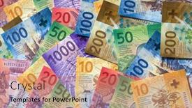  Presentation with banknotes - Presentation theme with collection-of-the-new-swiss background and a coral colored foreground