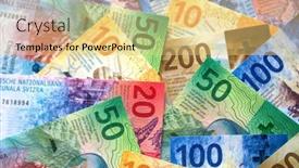  Presentation with banknotes - PPT theme featuring collection-of-the-new-swiss background and a yellow colored foreground
