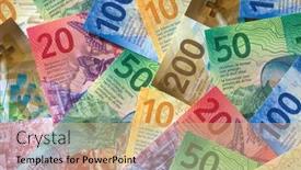  Presentation with banknotes - Slides with collection-of-the-new-swiss background and a coral colored foreground