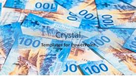  Presentation with release - Colorful presentation theme enhanced with collection of the swiss banknotes new release issued in 2017-2019 backdrop and a light blue colored foreground