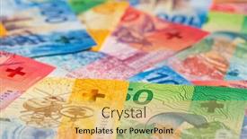  Presentation with release - Slide set having collection of the swiss banknotes new release issued in 2017-2019 background and a yellow colored foreground