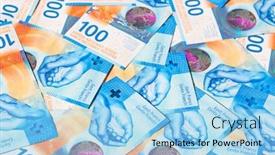  Presentation with release - Presentation design having collection of the swiss banknotes new release issued in 2017-2019 background and a light blue colored foreground
