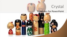  Presentation with kokeshi - Presentation design with collection-of-traditional-wooden-japanese background and a lemonade colored foreground