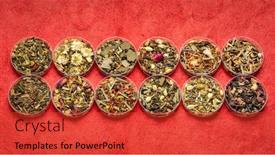  Presentation with tea collection - PPT layouts having collection-of-twelve-herbal-blend background and a red colored foreground